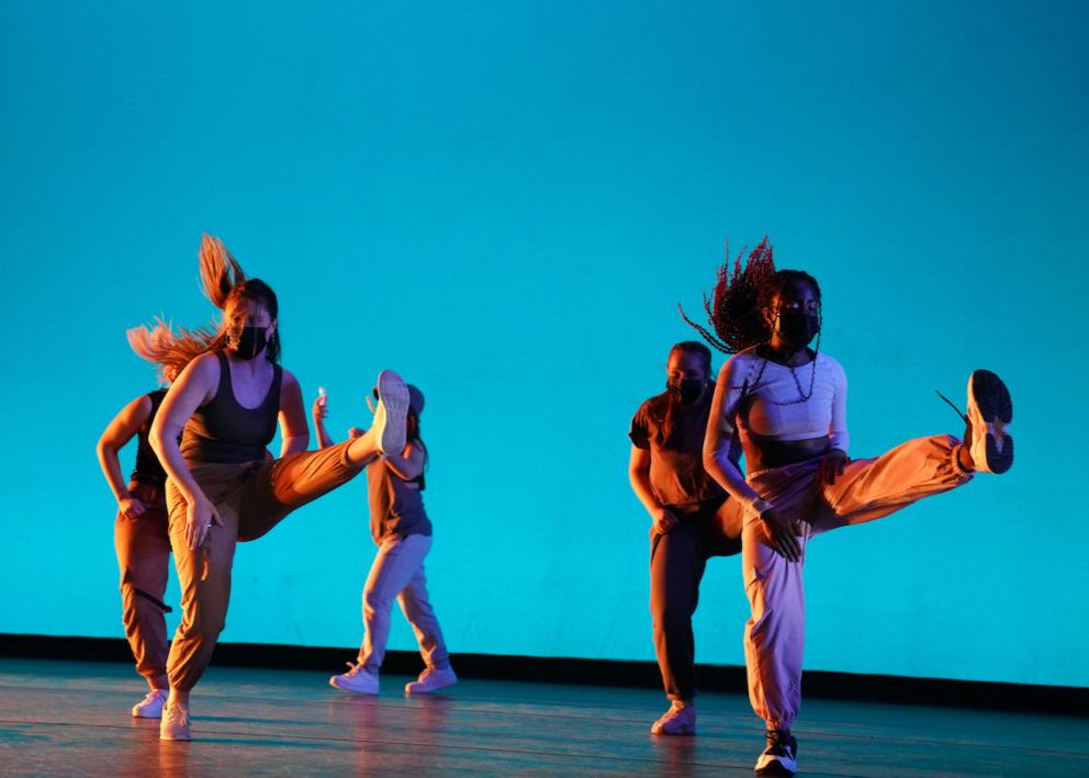 Dancers perform in "Messaging"