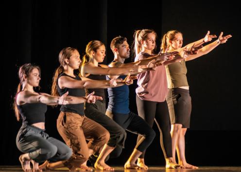 Dancers perform in "ASKQUESTIONSLATER: two of countless scenarios"
