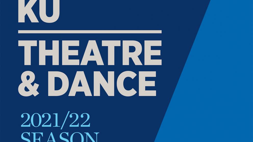 KU Theatre and Dance season graphic in blues and whites